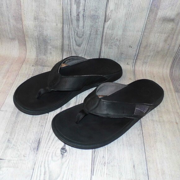 OLUKAI Tuahine Black Flip Flop Sandals Mens Size 13